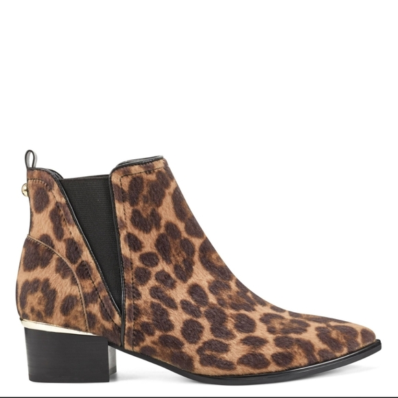 Nine West Black Brown Animal Print Hartyn Booties NWOT - Picture 2 of 5
